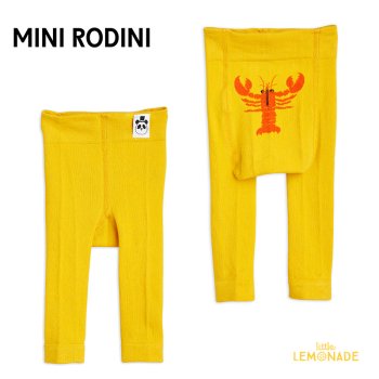 【Mini Rodini】 Lobster Baby Tights 【68/74・80/86】 ロブスターデザイン ベビータイツイエロー  2376011523 YKZ AW23
