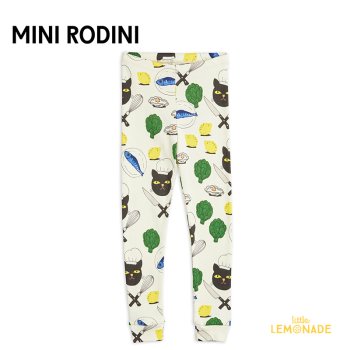 【Mini Rodini】  Chef Cat Leggings  【92/98 - 116/122】 シェフキャット レギンス 総柄 2373010700 YKZ AW23