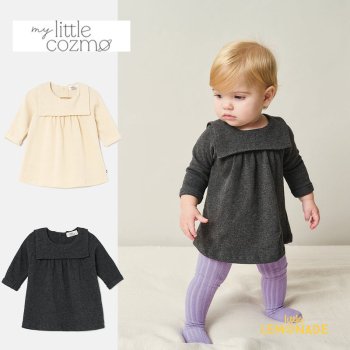 <img class='new_mark_img1' src='https://img.shop-pro.jp/img/new/icons1.gif' style='border:none;display:inline;margin:0px;padding:0px;width:auto;' />【MY LITTLE COZMO】 Soft knit baby dress  | Dark Grey / Stone 【12か月・18か月・24か月】(ARIANA237) YKZ AW23