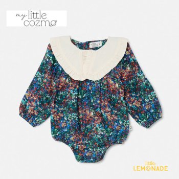 <img class='new_mark_img1' src='https://img.shop-pro.jp/img/new/icons1.gif' style='border:none;display:inline;margin:0px;padding:0px;width:auto;' />【MY LITTLE COZMO】 Floral paint baby romper 【6か月・9か月・12か月】(NINA240)  フラワーペイント ベビー ロンパース YKZ AW23