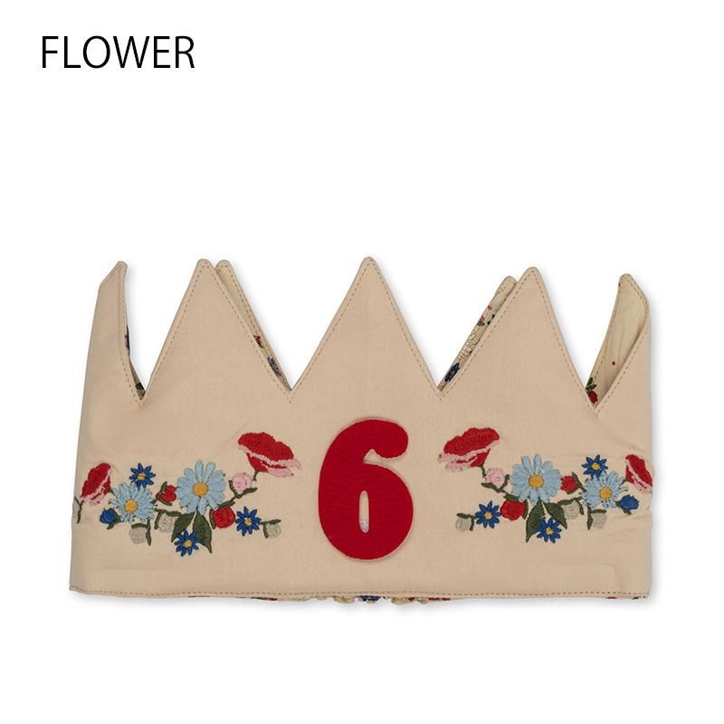 Konges Sloejd】 BIRTHDAY CROWN 【DINO/FLOWER】 数字付 刺繍