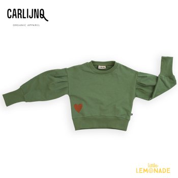 【CarlijnQ】 Hearts - girls sweater 【86/92・98/104・110/116】  (HRT128)  ハート パフスリーブ AW23 アパレル YKZ
