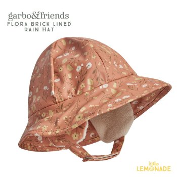 【garbo&friends】  Flora Brick Lined Rain Hat【46-48/6-12か月・50-52/1-4歳】  ピンク フローラ レインハット 帽子 AW23 YKZ