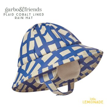 【garbo&friends】  Plaid Cobalt Lined Rain Hat 【46-48/6-12か月・50-52/1-4歳】チェック柄 レインハット AW23 YKZ SALE