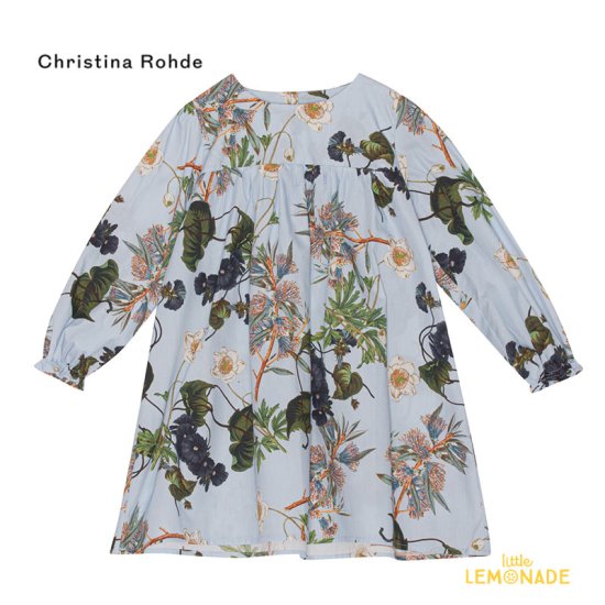 【CHRISTINA rohde】 Dress No. 824 Col. 6 ワンピース ライトブルー地 花柄 【12か月/24か月】 長袖 こども服  one piece ベビードレス light blue floral baby dress むすめ服 クリスティーナ・ローデ 海外子供服 アパレル 