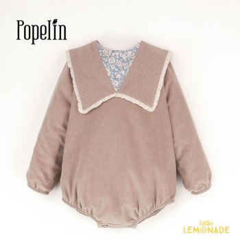 【Popelin】 Mod.1.2 Pink romper suit with oversized bib collar 【9-12か月】 ロンパース YKZ AW23 ラストワン SALE
