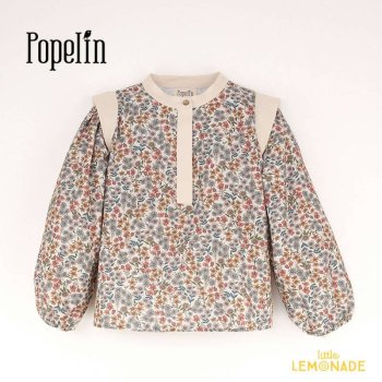 【Popelin】 Mod.15.1 Multi-coloured floral print puff sleeve blouse【12-18か月】ブラウス YKZ AW23 ラストワン SALE