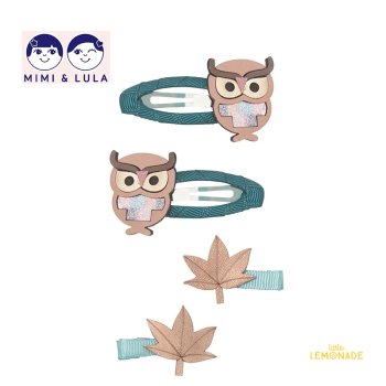 【Mimi&Lula】  Oscar owl clips CHESTNUT オスカーフ クロウクリップパック ヘアピン ふくろう もみじ（132013 61） ミミ＆ルーラ