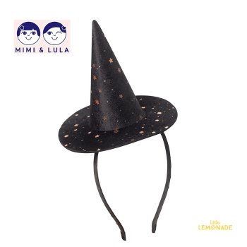 <img class='new_mark_img1' src='https://img.shop-pro.jp/img/new/icons1.gif' style='border:none;display:inline;margin:0px;padding:0px;width:auto;' />【Mimi&Lula】  Raven mini witch hat BLACK スターリー ベルベット ミニ ウィッチ ハット カチューシャ型 ハロウィン（135009 038） ミミ＆ルーラ