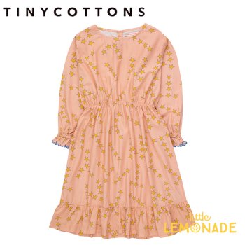 【tinycottons】 TINY STARS FRILLS DRESS 【2歳/3歳/4歳】 ワンピース 星柄 ピンクドレス AW23-164 YKZ
