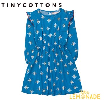 【tinycottons】 SNOW DRESS  【2歳/3歳/4歳】 ワンピース 雪柄 ドレス キッズ 青 ブルー タイニーコットンズ AW23-168 YKZ