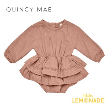 <img class='new_mark_img1' src='https://img.shop-pro.jp/img/new/icons1.gif' style='border:none;display:inline;margin:0px;padding:0px;width:auto;' />【Quincy Mae】 ROSIE ROMPER | ROSE 【6-12か月/12-18か月/18-24か月】 ロンパース ワンピース AW23 QM046ROUG YKZ