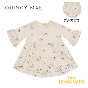 <img class='new_mark_img1' src='https://img.shop-pro.jp/img/new/icons1.gif' style='border:none;display:inline;margin:0px;padding:0px;width:auto;' />【Quincy Mae】 BELLE DRESS |  HORSES 【12-18か月/18-24か月/2-3歳】ブルマ付き ガーゼ生地 ワンピース AW23 QM051HORS YKZ