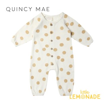 【Quincy Mae】 WAFFLE LONG SLEEVE JUMPSUIT 【3-6か月/6-12か月/12-18か月】 BUTTER DOTS YKZ QM262TTDD AW23