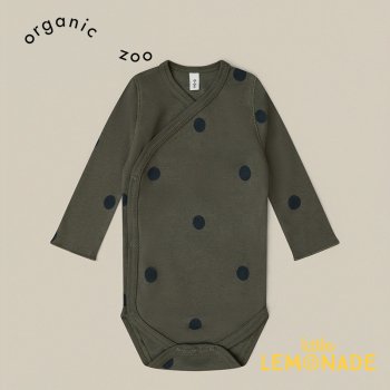 <img class='new_mark_img1' src='https://img.shop-pro.jp/img/new/icons1.gif' style='border:none;display:inline;margin:0px;padding:0px;width:auto;' />【Organic Zoo】 Olive Dots Wrap Bodysuit 【3-6か月/6-12か月】 長袖 ベビーボディ ドット柄 オリーブグリーン AW23 13WOBOD