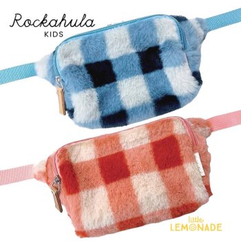 <img class='new_mark_img1' src='https://img.shop-pro.jp/img/new/icons1.gif' style='border:none;display:inline;margin:0px;padding:0px;width:auto;' />【Rockahula Kids】 Furry Checked Bum Bag  |  BLUE / CORAL ( G2011B / G2011C )  チェック柄 ボディバッグ 23AW