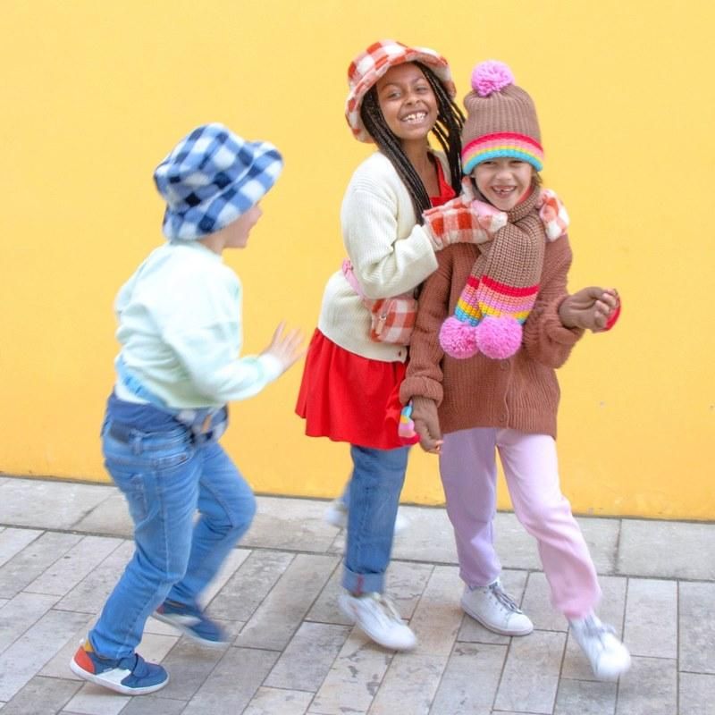 Rockahula Kids】Furry Checked Bucket Hat | BLUE / CORAL