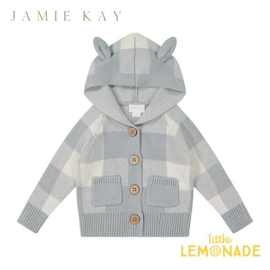 【Jamie Kay】 Check Bear Cardigan 【6-12か月/1歳/2歳】 Storm Grey Check ベア カーディガン くま ニットトップス ジェイミーケイ ニュージーランド 子供 男の子 女の子 おしゃれ リトルレモネード 子供服 アパレル