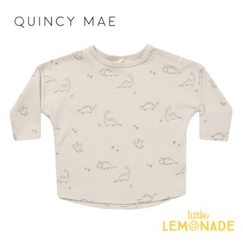 【Quincy Mae】 LONG SLEEVE TEE | DINO 【6-12か月/12-18か月/18-24か月/2-3歳】 長袖Tシャツ トップス 恐竜 YKZ AW23 QM005PREV