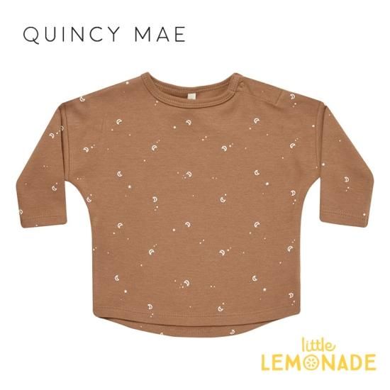 【Quincy Mae】 LONG SLEEVE TEE | MOONS 【6-12か月/12-18か月/18-24か月/2-3歳】 ロンT  長袖Tシャツ トップス 月 ムーン ベビー クインシーメイ 赤ちゃん 子供 男の子 女の子 おしゃれ リトルレモネード ベビー服 アパレル YKZ  AW23