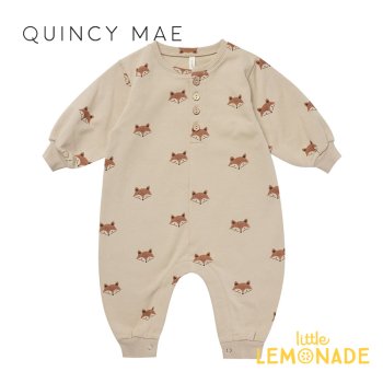 【Quincy Mae】 RELAXED FLEECE JUMPSUIT | FOXES 【3-6か月/6-12か月/12-18か月】 フリース  カバーオール YKZ QM455OATM AW23