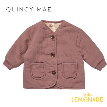 【Quincy Mae】 QUILTED V-NECK BUTTON JACKET | FIG 【12-18か月/18-24か月/2-3歳】 アウター YKZ AW23 QM465GIFF SALE