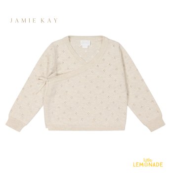 【Jamie kay】 Wren Cardigan  【0-3か月/3-6か月】 Light Oatmeal Marle 長袖 ベビー カーディガン  Fleur Collection SALE