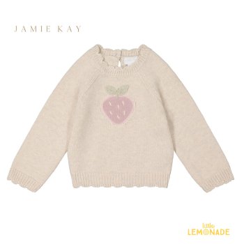 【Jamie kay】 Sofia Jumper【6-12か月/1歳/2歳/3歳/4歳】Light Oatmeal Marle 長袖 セーター いちご Fleur Collection SALE