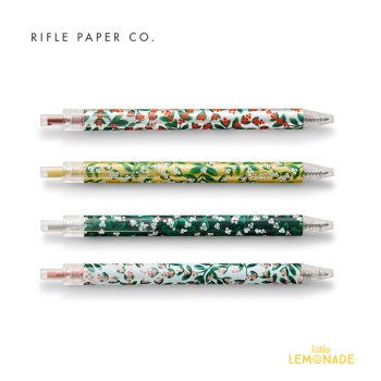 【Rifle Paper】 ミスルトゥ・クリスマス・メタリックカラーペンセット Mistletoe Metallic Gel Pen Set （PAS003） 4本セット 箱入り カラーゲルインキペン