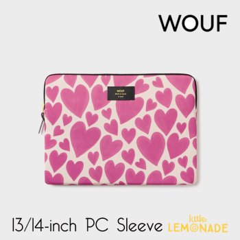 【WOUF】 Pink Love13インチ&14インチ PCケース Laptop Sleeve ハート heart 13inch 14inch PC Sleeve (S230007) 