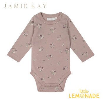 【Jamie kay】 Organic Cotton Long Sleeve Bodysuit 【3-6か月/6-12か月/1歳】 Lauren Floral Fawn ロンパース Dahlia 