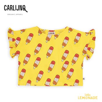 <img class='new_mark_img1' src='https://img.shop-pro.jp/img/new/icons1.gif' style='border:none;display:inline;margin:0px;padding:0px;width:auto;' />【CarlijnQ】 Popsicle - frilled shirt【86/92・98/104・110/116】 アイスクリーム 総柄 フリル袖 半袖 Tシャツ  (SS24-POP057) YKZ