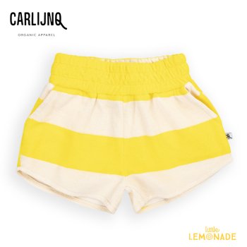 <img class='new_mark_img1' src='https://img.shop-pro.jp/img/new/icons1.gif' style='border:none;display:inline;margin:0px;padding:0px;width:auto;' />【CarlijnQ】 Stripes yellow - sporty girls shorts【86/92・98/104・110/116】 太ボーダー ショーツ  (SS24-STY079) YKZ