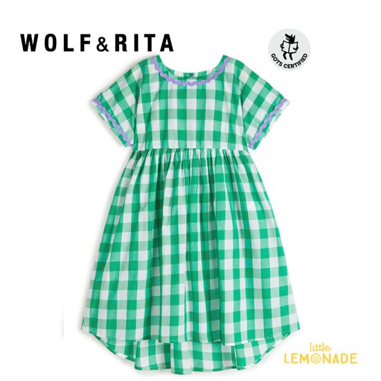 WOLF&RITA】SILVIA VICHY GREEN【2歳・4歳・6歳】 ワンピース グリーン チェック柄 Dress 半袖 ウルフアンドリタ  子供服 海外子ども服 むすめ服 リトルレモネード アパレル SS24 WRSS24SILVGVICHY GREEN