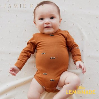 【Jamie Kay】Modal Fernley Long Sleeve Bodysuit 【3-6か月/6-12か月/1歳】 Zoomie Bears Ginger ロンパース ボディ Dahlia