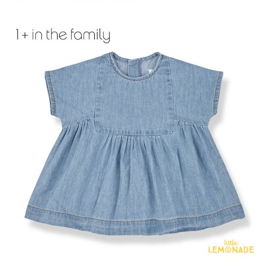 【1+ in the family】ELISABETTA s.sleeve dress | DENIM 【12か月/24か月/36か月】半袖ワンピース  デニム dress カジュアル ベビー服 ワンモアインザファミリー 海外子ども服 リトルレモネード あす楽 アパレル SS24 YKZ