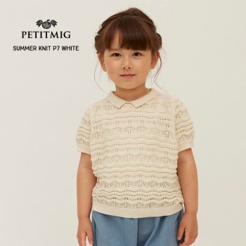 <img class='new_mark_img1' src='https://img.shop-pro.jp/img/new/icons1.gif' style='border:none;display:inline;margin:0px;padding:0px;width:auto;' />PETITMIG summer knit P7 white 1-2/80cm - 4-5/110cmȾµޡ˥å ۥ磻 ץߥ ѥ Summer SS24 YKZ