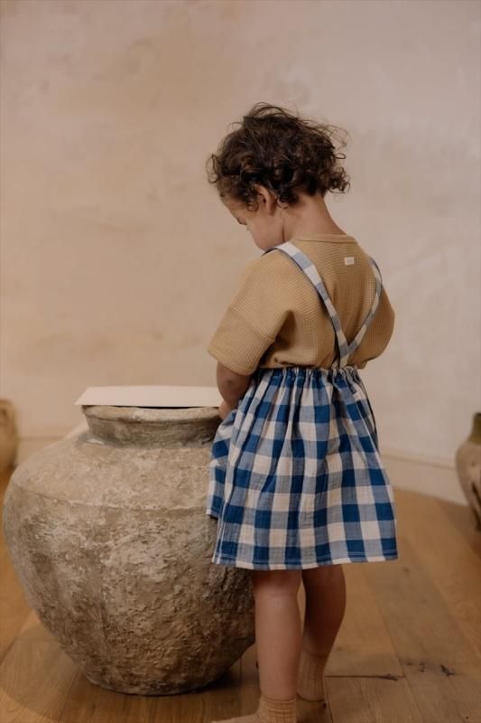 organic zoo】Pottery Blue Gingham Maker Crossback Skirt 【1 organic zoo】Pottery Blue Gingham Maker Crossback Skirt 【1