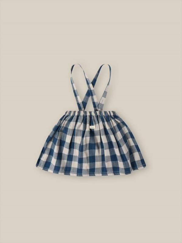 organic zoo】Pottery Blue Gingham Maker Crossback Skirt 【1 organic zoo】Pottery Blue Gingham Maker Crossback Skirt 【1