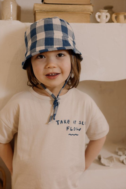 【organic zoo】Pottery Blue Gingham Bucket Sun Hat 【0-12か月/1-2歳/2-3歳/3-4歳】  バケット ハット 帽子 ブルー ギンガムチェック柄 日よけ オーガニックコットン オーガニックズー 子ども むすこ服 むすめ服 リトルレモネード  アパレル