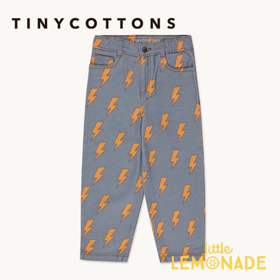 tinycottons】 LIGHTNING BAGGY JEANS 【2歳/3歳/4歳】デニムパンツ ズボン ボトムス キッズ イナズマ カミナリ  サンダー バギーパンツ ユニーク イラスト 男の子 女の子 ユニセックス 子供服 アパレル リトルレモネード タイニーコットンズ ss24  SS24-255 KTZ