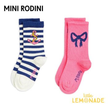 <img class='new_mark_img1' src='https://img.shop-pro.jp/img/new/icons1.gif' style='border:none;display:inline;margin:0px;padding:0px;width:auto;' />Mini Rodini Bow 2-pack socks20/23(12-14cm)24/27(14-16cm)  ܥ ޥ(24660105) ѥ KTZ AW24pre