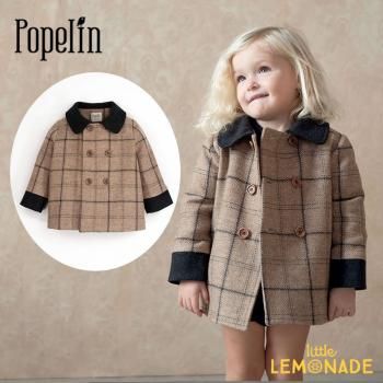 Popelin MOD.42.4 Beige plaid woollen coat with collar 6С С AW24SALEm