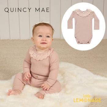 Quincy MaeRUFFLE COLLAR BODYSUIT 18-24 BLUSH ѡ AW24SALEm QM510RUMZ 