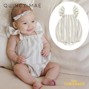Quincy Mae BONNIE ROMPER 6-12/12-18 SKY STRIPE QM303WLKR SS25