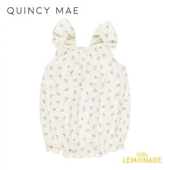 Quincy Mae RIBBED RUFFLE ROMPER  6-12/12-18 FLEUR QM286RTUN SS25