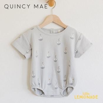 Quincy Mae RELAXED SHORT SLEEVE BUBBLE ROMPER 6-12/12-18SAILBOATS QM539WLKR SS25 KTZ
