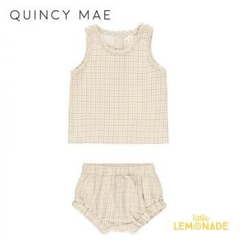 Quincy Mae WOVEN TANK + SHORT SET 6-12/12-18/18-24 YELLOW PLAID åȥå QM478MAND SS25 KTZ