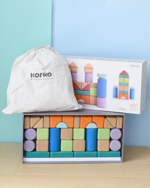長ブロック　インテリア　お庭に　にこちゃん　ピーコックブルー　WELCOME Korko|コルクビルディングブロック - Little Lemonade Days