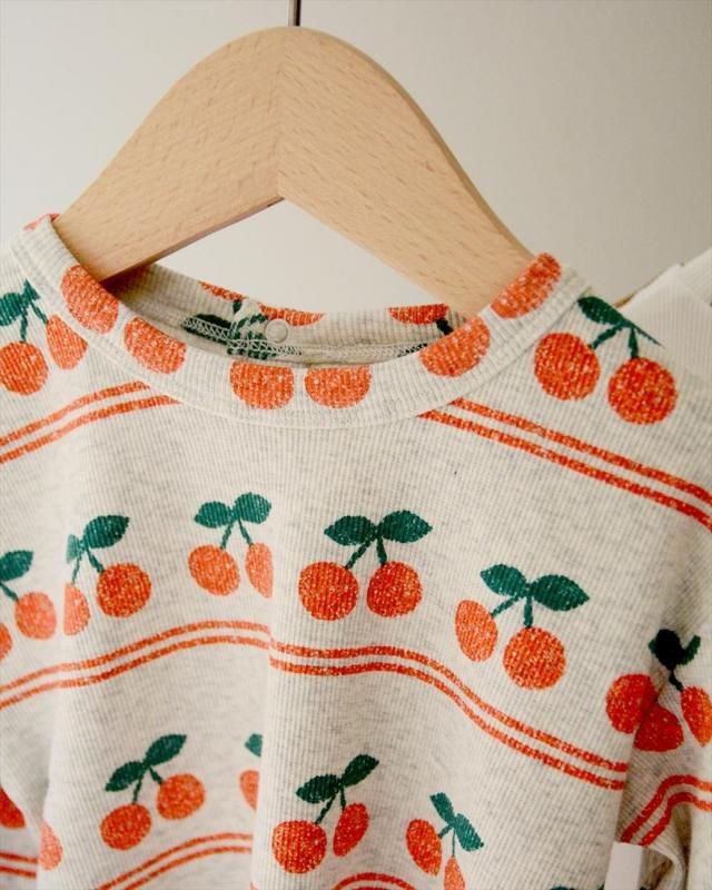 Cherry Pattern Rib Baby tee | 長袖Tシャツ - Little Lemonade